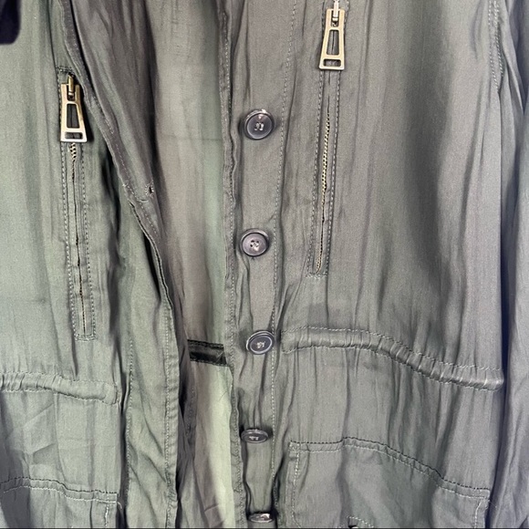 Zara dark green lightweight button down utility jacket, XS - Picture 3 of 6
